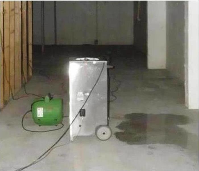 Drying equipment in a basement